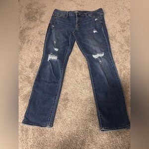 Old Navy Women's Distressed Blue Power Straight Leg Jeans